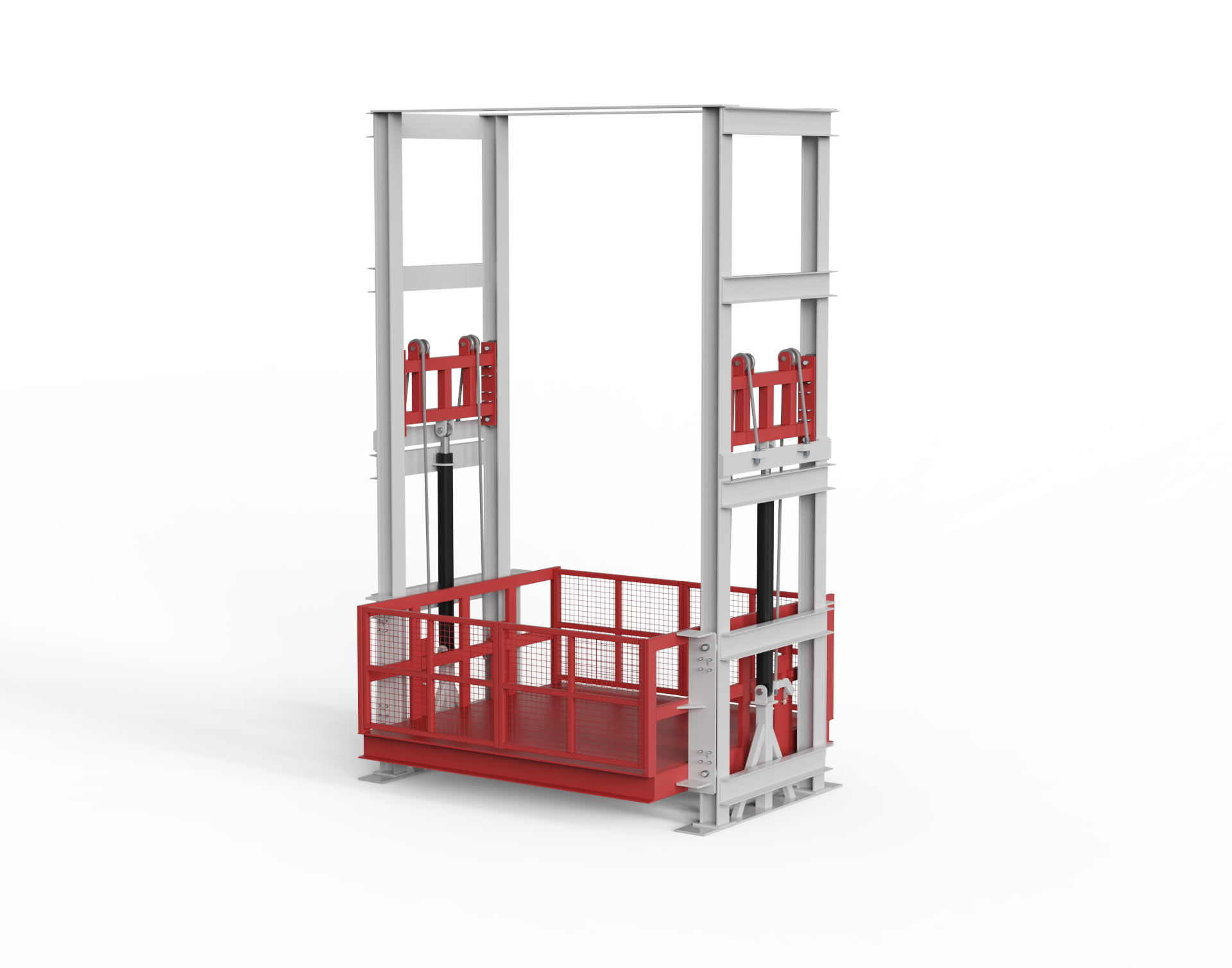 Double-bar four-post freight elevator