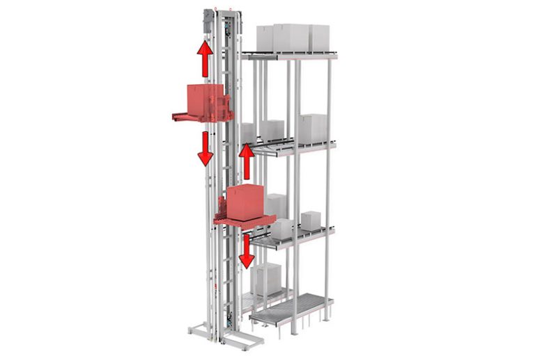 Vertical conveyor for AMR and Pallet